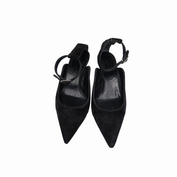 Khaite Suede Pointed Toe Sterling Heel Pumps Black Women's Size 39.5 - Picture 2 of 9
